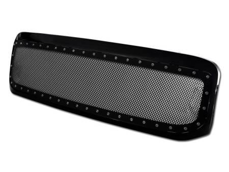 I3 Enterprise - I3 1999-2004 F250 F350 Stud Black Wire Mesh Grille W/Abs Shell W/Abs Chrome Rivet - Black