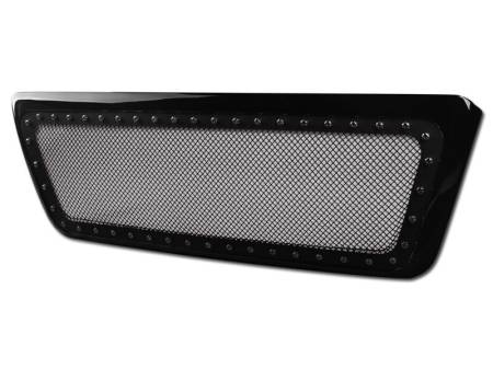 I3 Enterprise - I3 2004-2008 Ford F150 - Stud Black Wire Mesh Grille W/Abs Shell W/Abs Chrome Rivet - Black