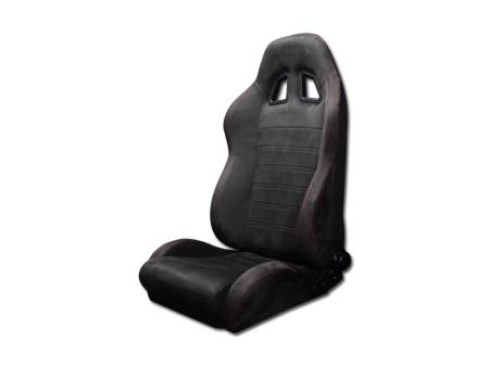 I3 Enterprise - I3 1Pc Sparco Style Racing Seat Black With Red Stitches And Turn Reclining Adjuster (Suede)