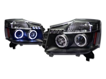 I3 Enterprise - I3 04-07 Nissan Titan/Armada Halo Projector Headlights W/Led W/Amber (Black)