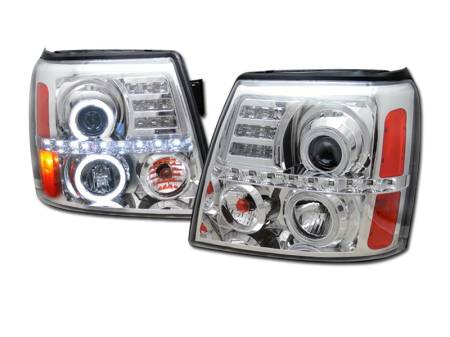 I3 Enterprise - I3 02-06 Cadillac Escalade Halo Projector Headlights W/Led W/Amber (Chrome)