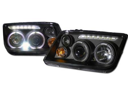 I3 Enterprise - I3 99-04 Vw Jetta Halo Projector Headlights W/Led W/Fog Lights (Jdm Black)