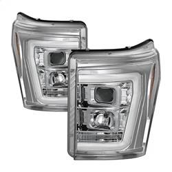 Spyder Auto - Spyder 11-16 Ford F-250/F-350 V2 Projector Headlights - Light Bar DRL - Chrome PRO-YD-FS11V2-LB-C