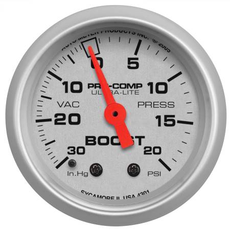 AutoMeter - AutoMeter Ultra-Lite 52mm 20 PSI Mechanical Boost Gauge