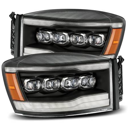 AlphaRex - AlphaRex 06-08 Dodge Ram 1500HD NOVA LED ProjHeadlights Plank Style Blk w/Seq Signal/DRL/Amber LED