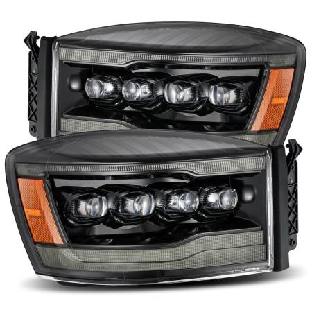 AlphaRex - AlphaRex 06-08 Ram 1500HD NOVA LED Proj Headlights Plnk Style Alpha Blk w/Seq Signal/DRL/Amber LED