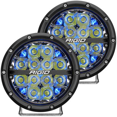 Rigid Industries - RIGID 360-Series 6 Inch Off-Road LED Light, Spot Beam, Blue Backlight, Pair