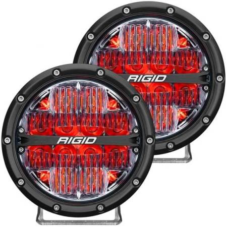 Rigid Industries - RIGID 360-Series 6 Inch Off-Road LED Light, Drive Beam, Red Backlight, Pair