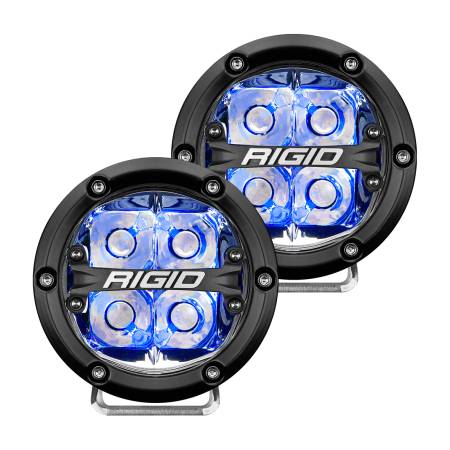 Rigid Industries - RIGID 360-Series 4 Inch Off-Road LED Light, Spot Beam, Blue Backlight, Pair