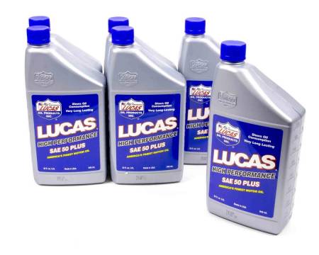 Lucas Oil - Lucas Motor Oil - High Performance Plus - 50W - Conventional - 1 qt - Set of 6