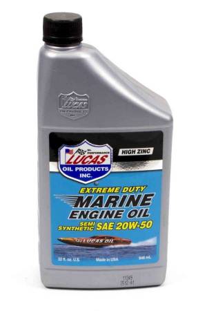 Lucas Oil - Lucas Motor Oil - High Zinc - 20W50 - Semi-Synthetic - 1 qt - Marine - Each