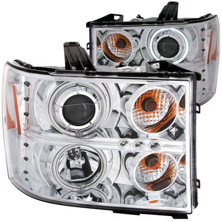 ANZO Headlights, Tail Lights and More  - ANZO 2007-2013 Gmc Sierra 1500 Projector Headlights w/ Halo Chrome