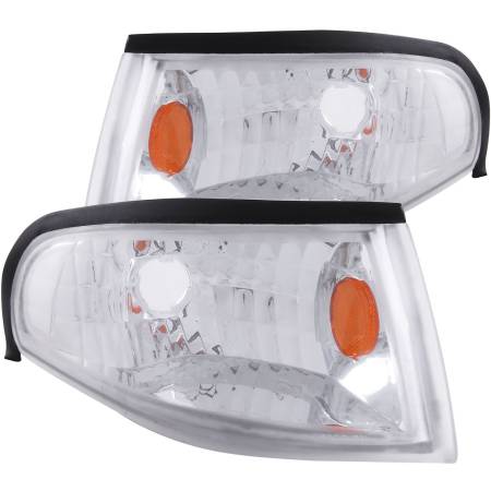 ANZO Headlights, Tail Lights and More  - ANZO Corner Lights 1994-1998 Ford Mustang Euro Corner Lights Chrome w/ Amber Reflector