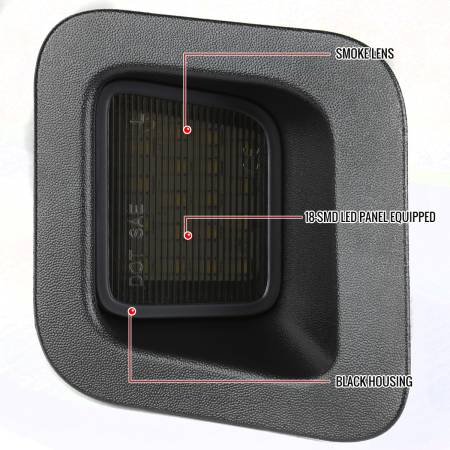 Spec'D Tuning Products - Spec-D 2003-2018 Dodge RAM 1500 2500 3500 / 2019-2021 RAM 1500 Classic Rear LED License Plate Lights (Glossy Black Housing/Smoke Lens)