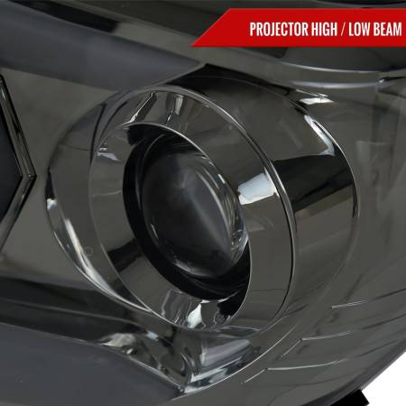 Spec'D Tuning Products - Spec-D 2014-2021 Toyota Tundra LED C-Bar Projector Headlights w/ Sequential Arrow Turn Signals (Chrome Housing/Smoke Lens)