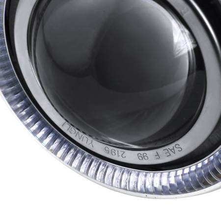 Spec'D Tuning Products - Spec-D Universal 12V/55W H7 Projector Fog Lights Kit w/ RGB LED Halo Rim (Chrome Housing/Clear Lens)