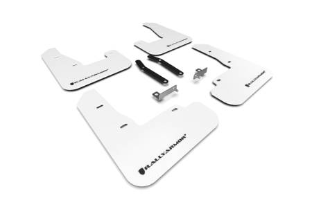 Rally Armor - Rally Armor 2019-2021 Hyundai Elantra N Line UR White Mud Flap w/ Black Logo
