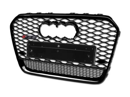 I3 Enterprise - I3 13-15 Audi A6 Rs Style Honeycomb Front Grill W/Emblem Base (Black)