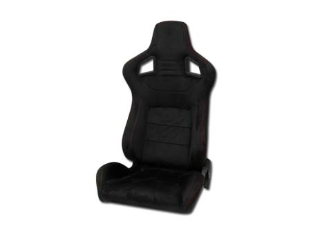 I3 Enterprise - I3 Mugen Style Racing Seat Black With Red Stitches Left Side (Suede)