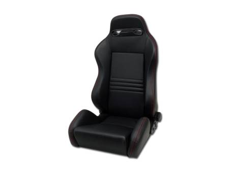 I3 Enterprise - I3 Type-R Style Racing Seat Black W/ Red Stitches And Turn Reclining Adjuster (Pvc)(New Style)