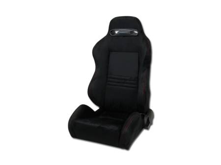 I3 Enterprise - I3 Type-R Style Racing Seat Black W/ Red Stitches Left Side (Suede)(New Style)