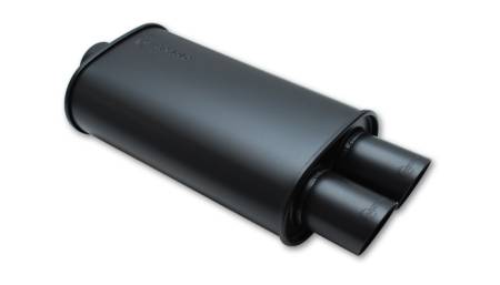 Vibrant Performance - Vibrant Performance StreetPower FLAT BLACK Oval Muffler with Dual 3in Outlet - 4in inlet I.D.