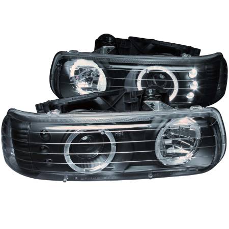 ANZO Headlights, Tail Lights and More  - ANZO 1999-2002 Chevrolet Silverado 1500 Projector Headlights w/ Halo Black