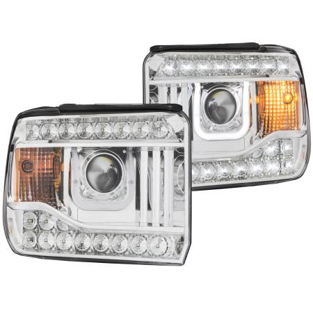 ANZO Headlights, Tail Lights and More  - ANZO 2014-2015 Gmc Sierra Projector Headlights w/ U-Bar Chrome