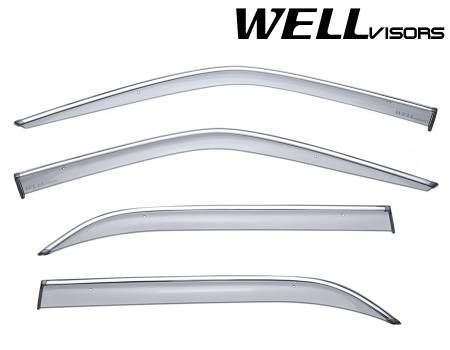 WellVisors - WellVisors Side Window Deflectors Mercedes Benz W140 V140 S-Class 92-99 Sedan LWB with Chrome Trim