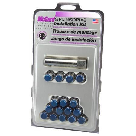 McGard - McGard SplineDrive Tuner 4 Lug Install Kit w/Tool (Cone) M12x1.25 / 13/16 Hex - Blue Cap (Clamshell)