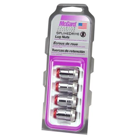 McGard - McGard SplineDrive Lug Nut (Cone Seat) M12X1.5 / 1.24in. Length (4-Pack) - Red Cap (Req. Tool)