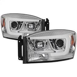 Spyder Auto - Spyder Dodge Ram 1500 06-08 V2 Projector Headlights - Light Bar DRL - Chrome (PRO-YD-DR06V2-LB-C)