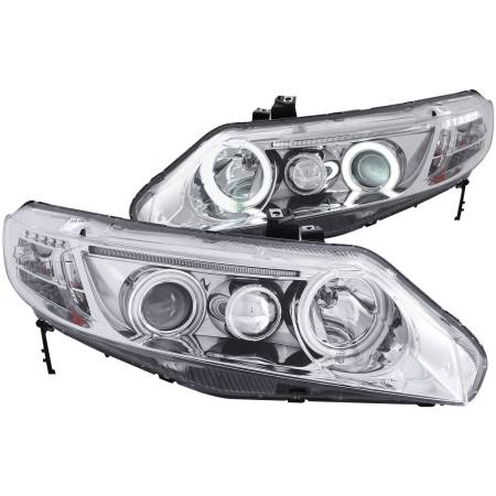 ANZO Headlights, Tail Lights and More  - ANZO 2006-2011 Honda Civic Projector Headlights w/ Halo Chrome (CCFL)