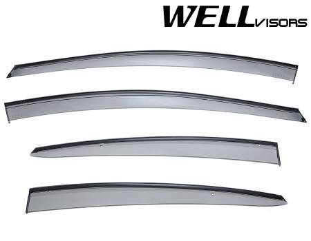 WellVisors - WellVisors Side Window Deflectors Hyundai Elantra Sedan 11-16 With Black Trim