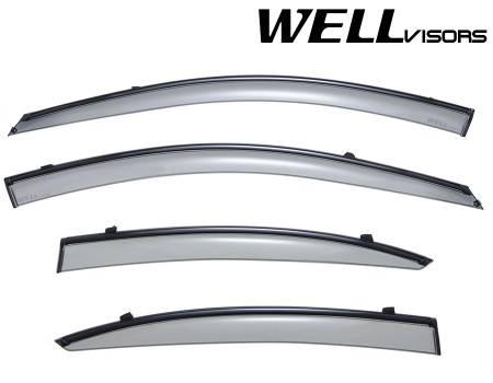 WellVisors - WellVisors Side Window Deflectors Hyundai Accent Sedan 06-11 With Black Trim