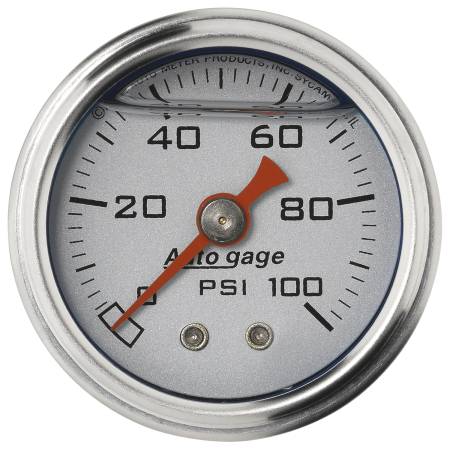 AutoMeter - AutoMeter AutoGage 1.5in Liquid Filled Mechanical 0-100 PSI Fuel Pressure Gauge - Silver