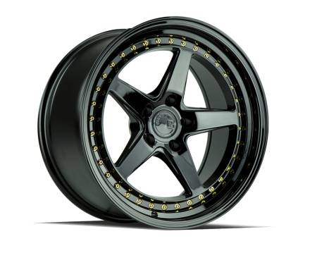 AodHan Wheels - Aodhan Wheels Rim DS05 18x9.5 5x114.3 73.1CB ET15 Gloss Black W /Gold Rivets