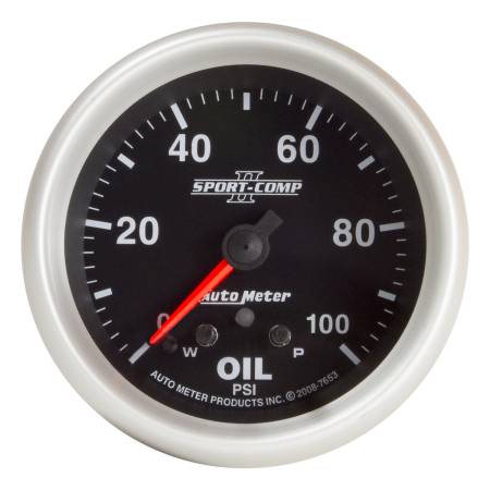 AutoMeter - AutoMeter Gauge Oil Press 2-5/8in. 100PSI Stepper Motor W/ Peak & Warn Sport-Comp II