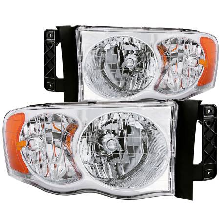 ANZO Headlights, Tail Lights and More  - ANZO 2002-2005 Dodge Ram 1500 Crystal Headlights Chrome