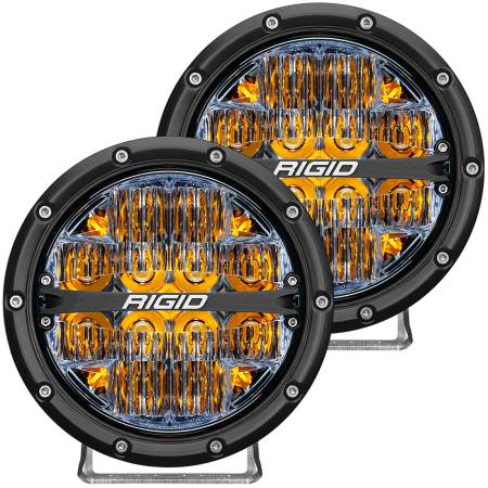 Rigid Industries - RIGID 360-Series 6 Inch Off-Road LED Light, Drive Beam, Amber Backlight, Pair