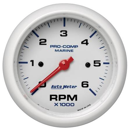 AutoMeter - AutoMeter Marine White Ultra-Lite Gauge 3-3/8in Tachometer 6K RPM
