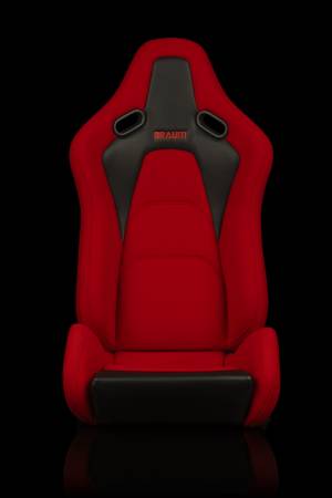 BRAUM RACING SEATS & MORE - BRAUM Racing Falcon-S Composite FRP Reclining Seats - Red Jacquard - Pair