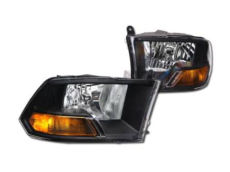 I3 Enterprise - I3 2009-2016 Dodge Ram 1500 / 2010-2016 Dodge Ram 2500/3500 - Crystal Headlight W/Amber W/O Bulbs (Not Fit Quad Lamp) - Black