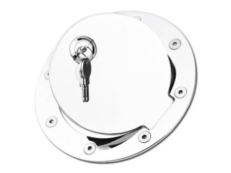 I3 Enterprise - I3 1997-2003 Ford F150 F250 Ld /(Exc Supercrew)/2004 Ford F-150 (Heritage)/1999-2010 Ford F-250 /350 Super Duty/2000-2006 Ford Excursion/1997-2002 Ford Expedition / Navigator- Stainless Steel Fuel Gas Tank Door With Lock & Keys - Chrome