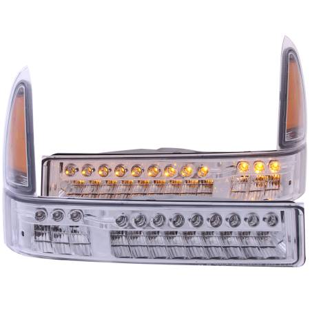 ANZO Headlights, Tail Lights and More  - ANZO 2000-2004 Ford Excursion LED Parking Lights Chrome w/ Amber Reflector