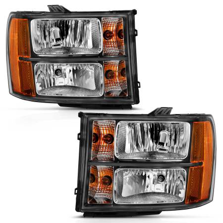 ANZO Headlights, Tail Lights and More  - ANZO 2007-2013 Gmc Sierra 1500 Crystal Headlight  Black Amber