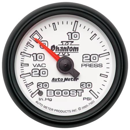 AutoMeter - AutoMeter Phantom II 52.4mm Mechanical Vacuum / Boost Gauge 30 In. HG/30 PSI