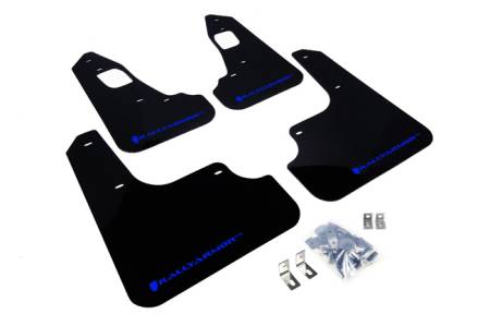 Rally Armor - Rally Armor 2008+ Mitsubishi EVO X UR Black Mud Flap w/ Blue Logo