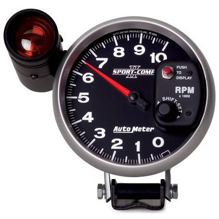 AutoMeter - AutoMeter Sport-Comp II 5 inch 0-10000 RPM Pedestal Mount Tachometer Shift-Lite