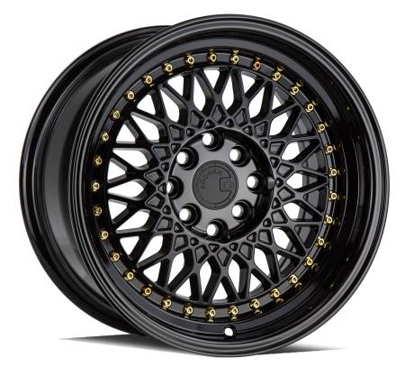 AodHan Wheels - Aodhan Wheels Rim AH05 15x8 4x100/114.3 73.1CB ET20 Gloss Black W /Gold Rivets